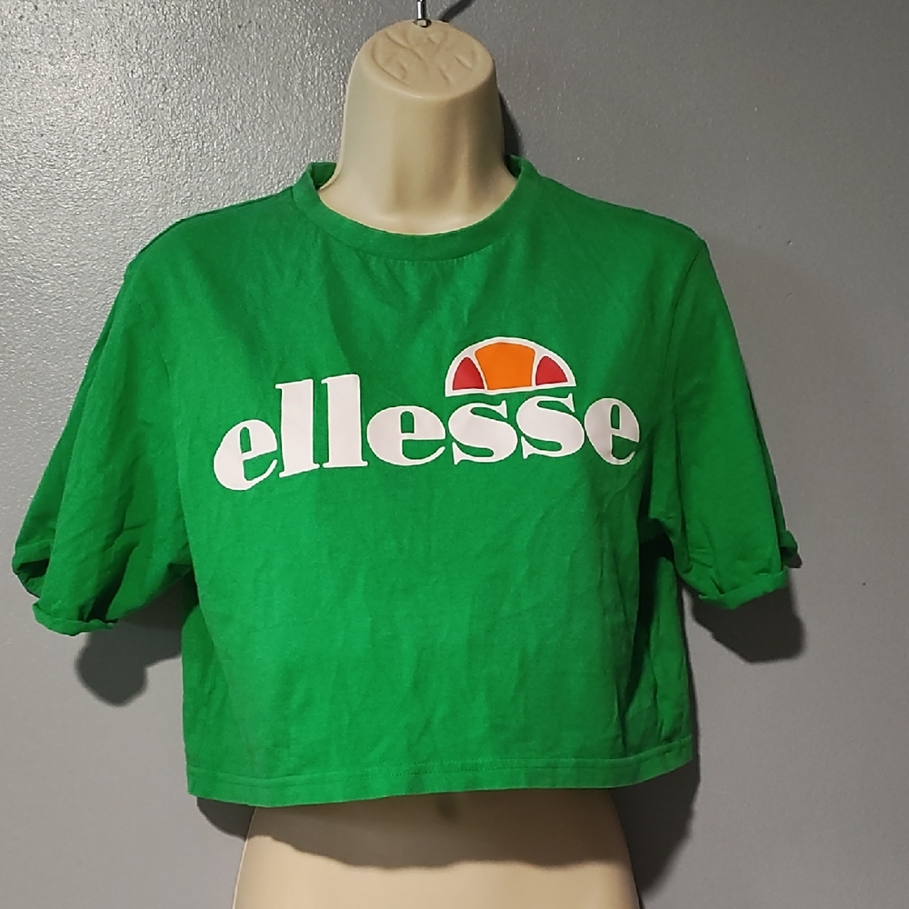 Ellesse Bright Green Logo Crop Top In A Size Medium